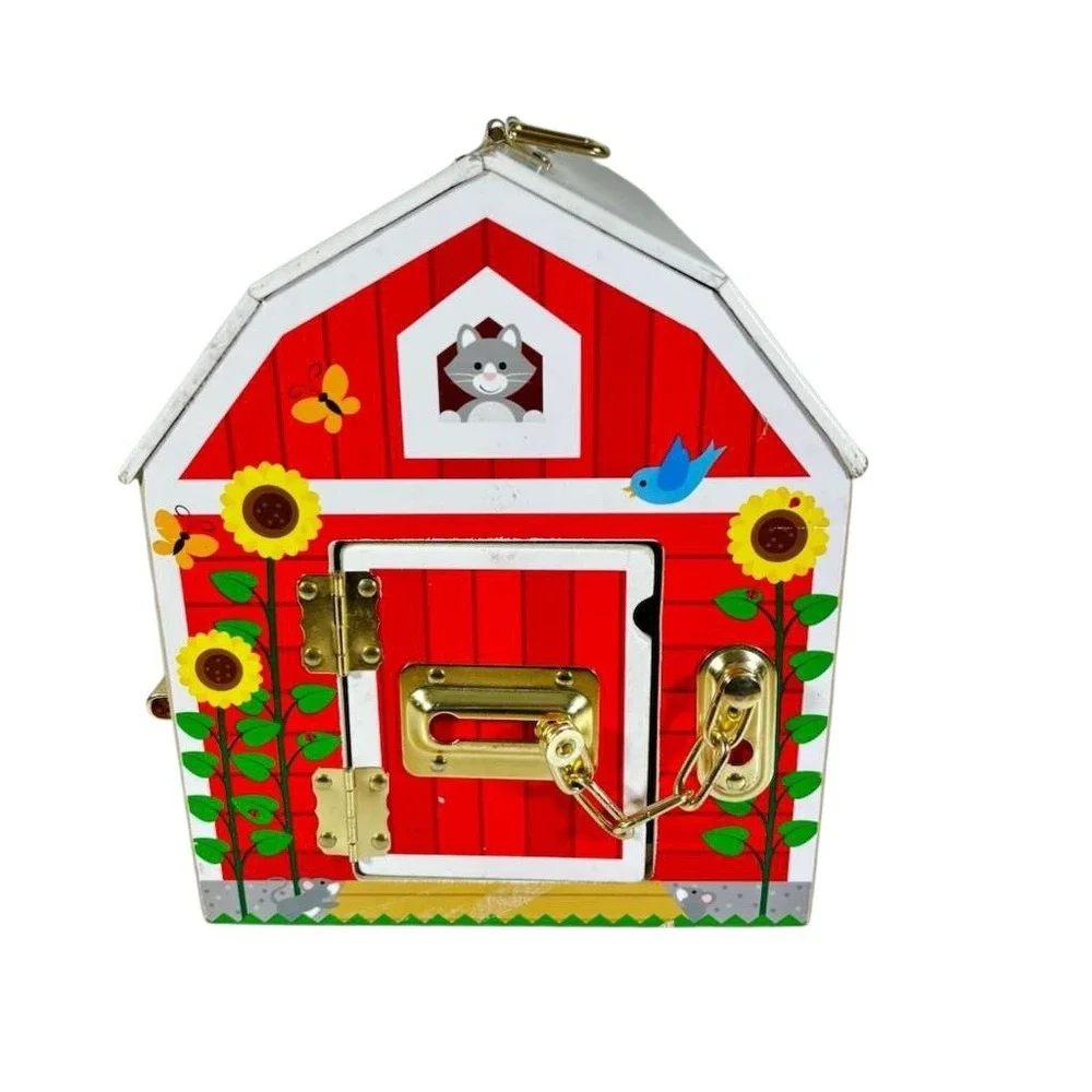 Melissa And Doug Wooden Latches Barn With Five‎ Animals Horse Pig Pony Cow Hen